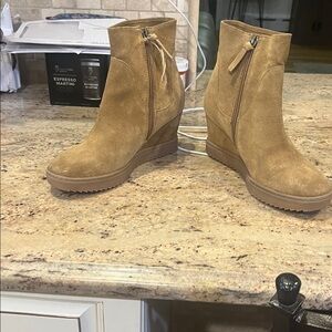 Sofft Brown Suede Wedge Boots
